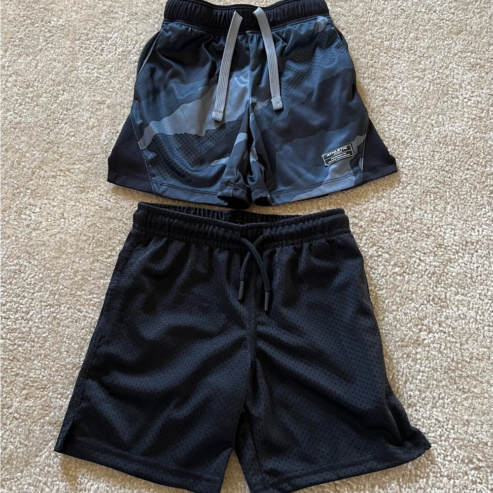 Athletic Works Boys Black & Gray Athletic Shorts 2-Pack